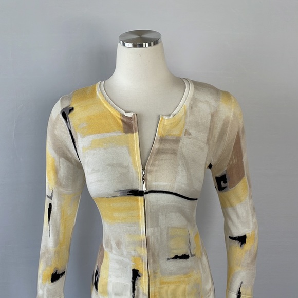 WHBM Abstract Design Zipper Cardigan Size Small - Picture 6 of 14